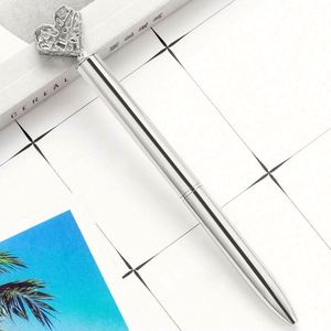 Kawaii Crystal Ballpoint Pen Fashion <b>Girl</b> Heart Shape Large Diamond Metal Custom Logo Promotional Spin Pen <b>School</b> Supplies - Product Image 5