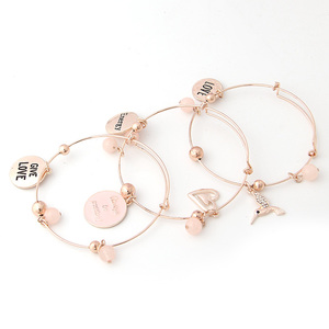 V & R brazalete idiota 3pcs un conjunto de de <span class=keywords><strong>amor</strong></span> de corazón chapado <span class=keywords><strong>en</strong></span> oro rosa ajustable pulsera conjunto - Product Image 1