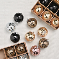 Boule disco miroir circulaire en verre électroplaqué coloré incassable, ornement suspendu réfléchissant pour Noël, mariage, bar