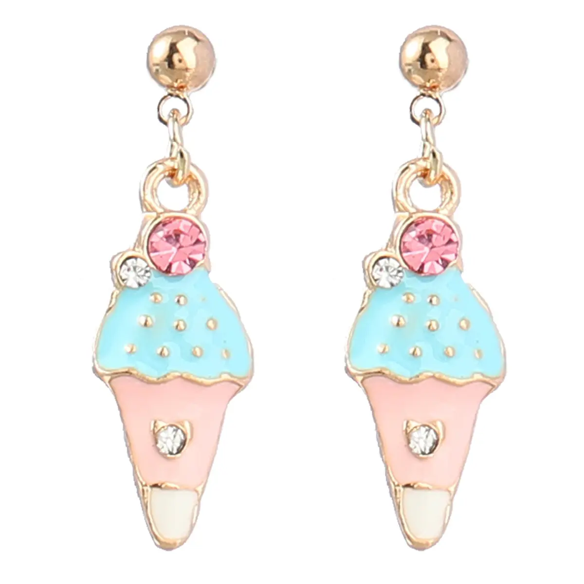 2022 New Fashion Girl Small Cute Design Dangle Earrings Korean Jewelry Sweet Ice Cream Cone Earring