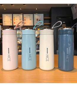 Gelas Kaca 400ml untuk Kopi Es, Teh, Jus, Mug Pelajar, Termos Kreatif, Botol Air Promosi Sederhana Bergaya Macaron - Product Image 1