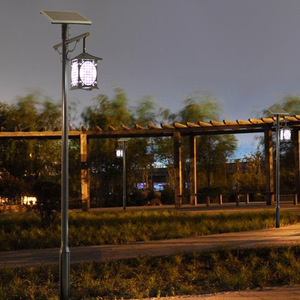 Lampadaire solaire de jardin à LED avec abat-jour en verre, corps en fer, IP66, blanc neutre 2700K, détecteur de mouvement, luminaire extérieur non détachable - Product Image 4
