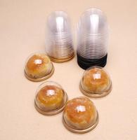 Mooncake Emballage Conteneur Blister Jetable Jaune Pâtisserie Mini Dessert Tasse PET Rond En Plastique Clair Dôme Alimentaire Conteneur