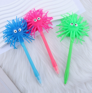 Stylo Bille Créatif Monstre Anti-Stress en Plastique, Forme Boule de Poils Mignonne, Papeterie Promotionnelle, Encre Bleue - Product Image 5
