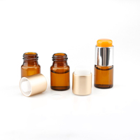 Flacon en verre ambré transparent avec couvercle argenté et doré, pour poudre de vitamine C, bouchon à vis, petit format, flacon en verre pour sérum, emballage pour soins de la peau