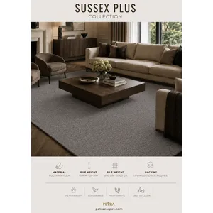 พรมปูพื้นโพลีโพรพิลีนสีเทาอ่อน Petra Sussex Plus 90295 ความหนา 13-20 มม. เหมาะสำหรับสัตว์เลี้ยง ทนทานต่อการใช้งานหนัก สำหรับห้องนอนและห้องนั่งเล่น - Product Image 3
