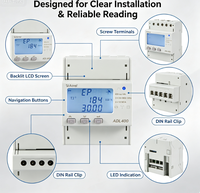 Medidor de Energía Trifásico Acrel ADL400 para Riel DIN, 0-100A, Conexión Directa, MODBUS-RTU, Pantalla LCD, Certificado MID para Sistemas SCADA