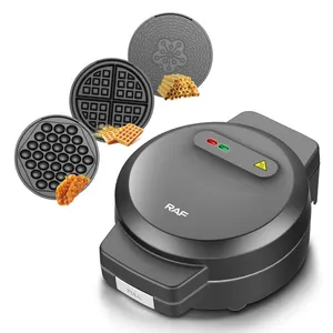 RAF New 3 in 1 Breakfast Round Egg Puffs Bubble Electric Waffle Maker Machine