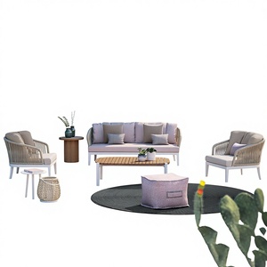 Conjunto de Sofá y Sillas de Aluminio de Diseño Nórdico para Exteriores con Características Resistentes a la Lluvia y al Sol para Jardín, Patio y Terraza - Product Image 4