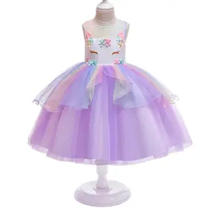 2021 Summer New Unicorn Medium and Large Girl's Princess Dress Children's Dress Girls' Party Dresses for Girls