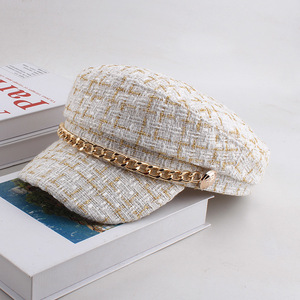 Elegante Grade Ferro Bordado Boina Cap para Mulheres e Homens Moda Casual Fiddler Cabbie Baker Destaque Film Cuff Beret - Product Image 2