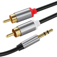AUX Auxiliaire 3.5mm Audio Mâle vers 2 RCA Y Mâle Câble Stéréo Fil Cordon Plug US