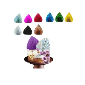 bakery decoration cake cupcake decorations origami leaf Gloss Paper Fan Turtle Leaf for wedding party decorations