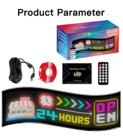 Écran LED flexible intelligent 32x128, étanche IP65, contrôlé par application, 25x8 pouces, couleur rouge ultra-lumineuse, panneau LED programmable résistant à l'eau