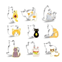 Ensemble de 9 emporte-pièces pour biscuits en forme de chat en acier inoxydable, moules irréguliers pour biscuits, fondant, sandwichs, outils de pâtisserie