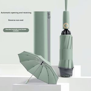Parapluie pliant automatique personnalisé YH-H, portable, coupe-vent, anti-UV, inversé, imperméable, avec réflecteur de sécurité - Product Image 1