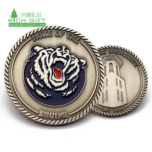 China Fabrikant Maker Geen Minimum Maat Metalen Antieke Souvenir Goud Messing Zilver 3D Uitdaging Munten Met Logo