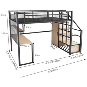 <span class=keywords><strong>Lit</strong></span> <span class=keywords><strong>mezzanine</strong></span> moderne en métal pleine grandeur <span class=keywords><strong>avec</strong></span> casier Design pliable et réglable pour appartement chambre à coucher peu encombrant - Product Image 3