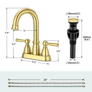 Robinet de baignoire 4 pouces à 3 trous avec douchette et siphon escamotable - Product Image 6