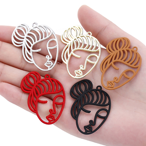Colgante <span class=keywords><strong>de</strong></span> aleación con pintura en aerosol para mujer, Charms <span class=keywords><strong>de</strong></span> cara <span class=keywords><strong>de</strong></span> belleza para hacer pendientes, joyería, suministros, W195 - Product Image 2