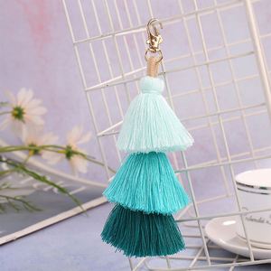 Handmade Bohemian Tassel Keychain Bag <b>Key</b> <b>Chain</b> Charm Handbags Pendant Boho Three Layered Tiered Tassels Keychains Purse Charms - Product Image 5