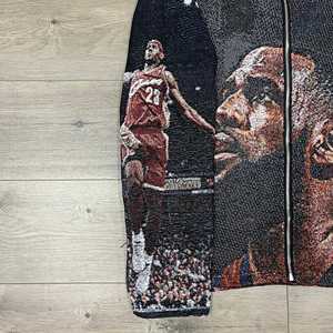 Gratis Mock-up pengiriman cepat ritsleting foto kustom permadani pria ukuran Plus jaket Sweater Jacquard tenun - Product Image 5