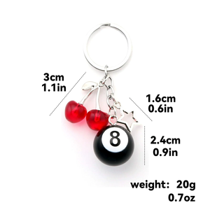 سلسلة مفاتيح جذابة من <span class=keywords><strong>8</strong></span> كرات على شكل النرد-حقيبة يد لطيفة إكسسوارات حقيبة يد-سلسلة مفاتيح جمالية للنساء والرجال - Product Image 6
