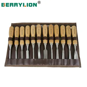 Berrylion 12PCs Set di scalpelli per strumenti di intaglio del legno CRV di alta qualità