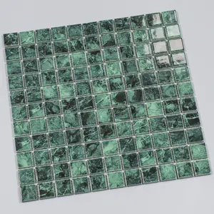 Зеленый цвет Искусственный мрамор камень стеклянная мозаика керамическая плитка для бассейна