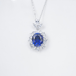 Collier en argent sterling 925 avec saphir cultivé en laboratoire - Product Image 1