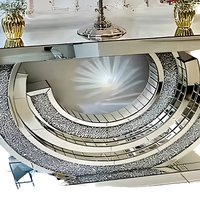 Console Moderne Miroir avec Piétement en Croissant, Panneau en MDF, Meuble d'Appoint Métallique pour Entrée, Couloir, Salon