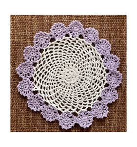 Posavasos Redondo <span class=keywords><strong>de</strong></span> Encaje <span class=keywords><strong>de</strong></span> Algodón Hecho a Mano en Dos Tonos, Mantel Individual <span class=keywords><strong>de</strong></span> Encaje, Salvamanteles <span class=keywords><strong>de</strong></span> Ganchillo, Portavasos - Product Image 4