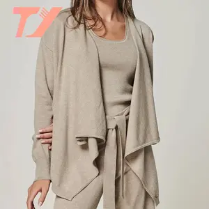 托伊定制100% 羊毛3件套女式睡衣针织开衫毛衣上衣和裤子休闲服套装