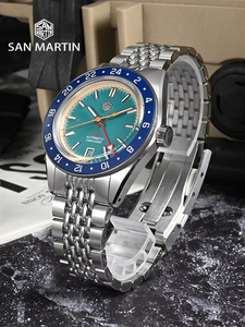 Reloj de Hombre San Martin SN0116G Vintage con Bisel de Aluminio Desgastado, Movimiento Automático Mecánico NH34 <span class=keywords><strong>GMT</strong></span>, Retro, Cristal de Zafiro, Resistente al Agua 100m - Product Image 2