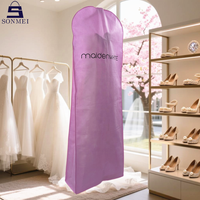 Couvre-robe de mariée longue pliable portable rose avec logo personnalisé poussière de mariée