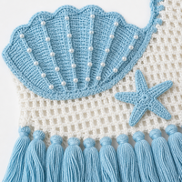 Robe en tricot pour femme avec logo personnalisé, crochetée, ajourée, sans manches, col rond, couleur unie, décontractée, été, acrylique, usine OEM & ODM