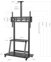 Soporte de TV de carro de piso móvil ajustable con VESA 900*600mm para 55 "a 100"