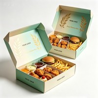 Boîte à hamburger en papier avec logo imprimé sur mesure pour emballage de restauration rapide, pliable, pour frites, poulet et hamburgers