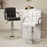 Tabouret de bar pivotant moderne 2026 avec accoudoirs et dossier, chaise de comptoir en métal pour les zones de réception et de caisse