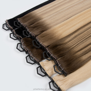 China Manufacturer Direct Supply Low MOQ Wholesale Double Drawn Invisible Butterfly Weft Genius Weft Human Hair Extensions - Product Image 2