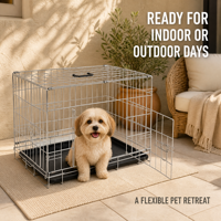 Cage pliable pour chien en acier inoxydable de luxe, idéale pour l'intérieur et l'extérieur, avec plateau en plastique pour un nettoyage facile