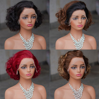 Perruques Amygirl 13X4 en dentelle française, cheveux humains, ondulations lâches, noir naturel, 100% cheveux brésiliens vierges, haute qualité, 250%, 1 pièce