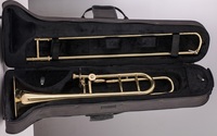 OEM Tenor Trombone Brass Material Bb/F Key Gold Tuning Slide Marching Band & Orchestra Musical Instrument
