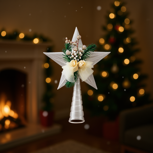 Christmas Star Ornament L25 H38cm Plastic Handicraft Decor For Tree Topper - Product Image 2