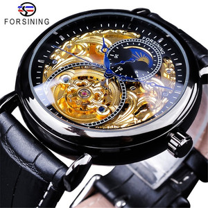 Yeni forsining avrupa ve amerikan erkek saati moda casual hollow ay fazı oyma içi boş otomatik mekanik izle - Product Image 4