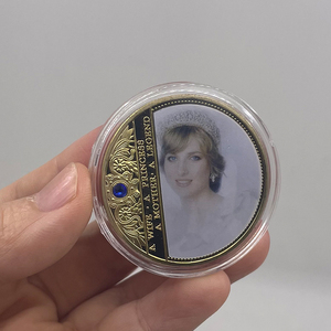 Custom Metal Crafts UK Lady <strong>Diana</strong> Princess Gold Plated Commemorative Coin With Gemstone Celebrity Collectible for Gifts - Product Image 4
