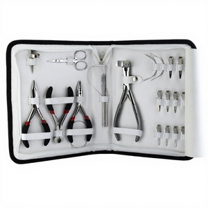 Professional Salon Hair Extension Tool Set with Weft Pressing Tool, Micro Bead Crimping Plier and Sectioning <b>Clips</b> - Product Image 1