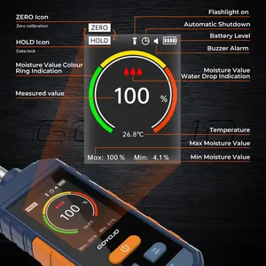 Humidimètre numérique pour <span class=keywords><strong>bois</strong></span>, <span class=keywords><strong>d</strong></span>étecteur <span class=keywords><strong>d</strong></span>'<span class=keywords><strong>humidité</strong></span> sphérique sans contact pour <span class=keywords><strong>bois</strong></span>, écran LCD, hygromètre, <span class=keywords><strong>testeur</strong></span> <span class=keywords><strong>d</strong></span>'<span class=keywords><strong>humidité</strong></span> avec alarme, profondeur 5-40 mm - Product Image 2