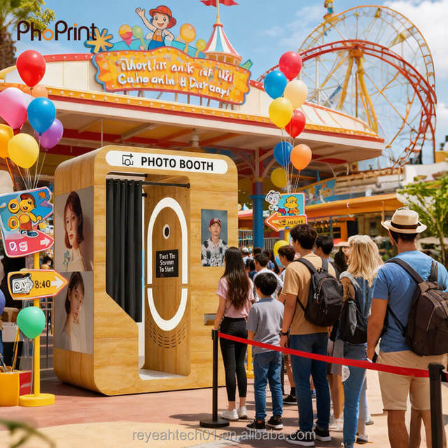 Korean Custom Vintage Wooden Enclosed Photo Booth Detachable for Party Event