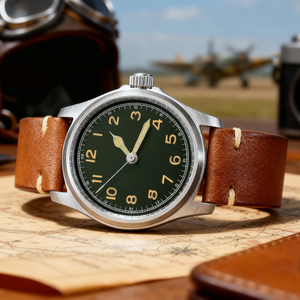 Bán Buôn Sang Trọng Nam Thạch Anh Kinh Doanh Đồng Hồ Đeo Tay Màu Xanh Lá Cây Quay Số Sáng Lịch 3ATM Da Không Thấm Nước Mens Đồng Hồ - Product Image 1